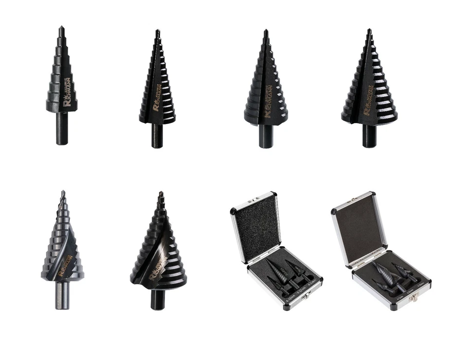 RICHMANN EXCLUSIVE HSS Tin Stufenbohrer Satz Schälbohrer Set Fräsbohrer Kegelbohrer Metall Senker
