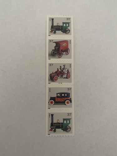 1 #3638-3641 37c Antique Toys - PNC Coil Strip of 5 (#B12222) Mint - Picture 2 of 2