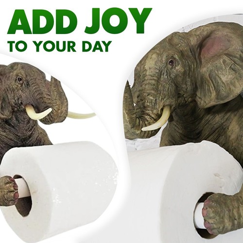 Novelty Elephant Toilet Roll Holder Wall Mounted Unique Bathroom Safari Ornament - Picture 6 of 24