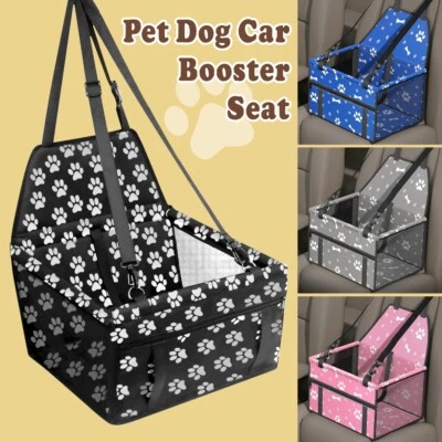 Folding Pet Booster Dog Car Seat Cat Safe Puppy Travel Carrier Bed Bag Basket UK
