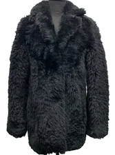 UGG LIANNA SHORT COAT TOSCANA LONG HAIR SHEARLING TEDDY JACKET ~ WOMEN S ~ BLACK