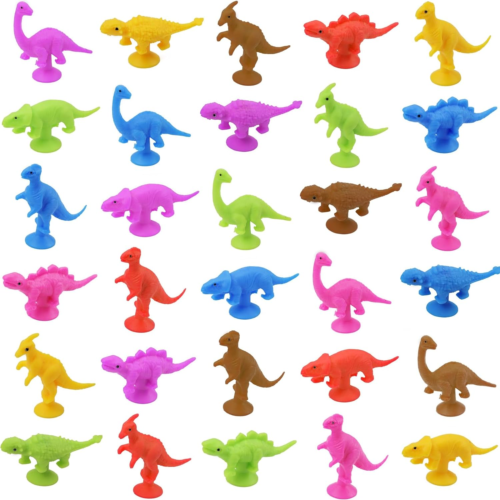 30 pièces aspiration jouets de dinosaure, jolis jouets suceurs de dinosaure, jouets d'aspiration de bain, gagner - Photo 1/5