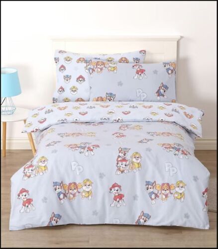 NEW Licensed PAW PATROL DOUBLE Bed Reversible Quilt Cover Set 100% COTTON - Foto 1 di 2