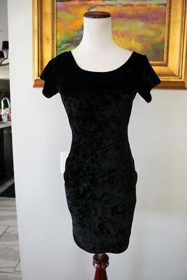 DRESS THE POPULATION ONE RAD GIRL WOMEN'S BLACK CRUSHED VELVET DRESS SIZE S