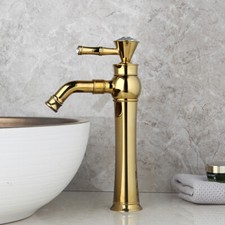 Gold Bathroom Faucet Single Handle Hole 360 Swivel Spout Basin Mixer Taps