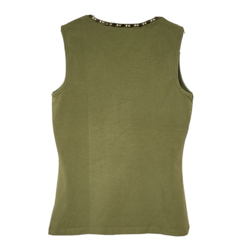 Croft and Barrow Women’s Tank Top S Green Sleeveless Beaded Neckline V Neck - Picture 2 of 6