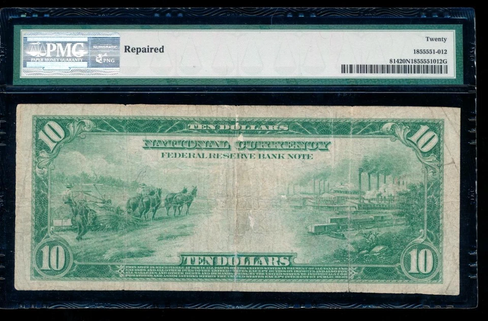 AC Fr 814 1915 $10 Federal Reserve Bank Note Chicago PMG 20 NET - Image 2 of 2