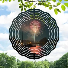 Metal Hanging Wind Spinners with Concentric Wave Patterns - Decorative Wind  
