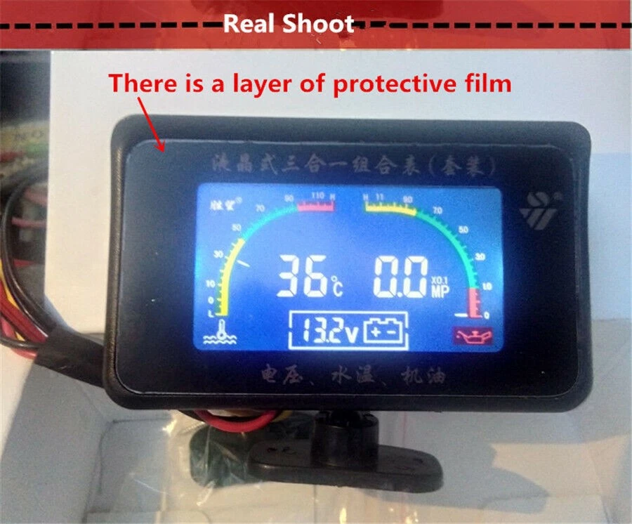 Universal 3IN1 Car LCD Water Temperature/Oil Pressure/Voltage Gauges w/ Sensors - Image 4 of 4