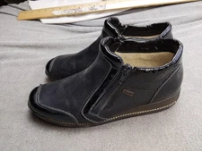 Rieker TEX Boots Womens Size 39 Black Ankle Zip Warm Lined Patent Trim Comfort
