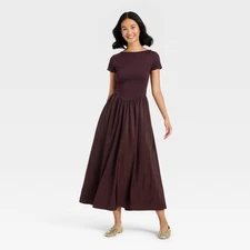 Women's Backless Knit Maxi Dress - A New Day Burgundy XS