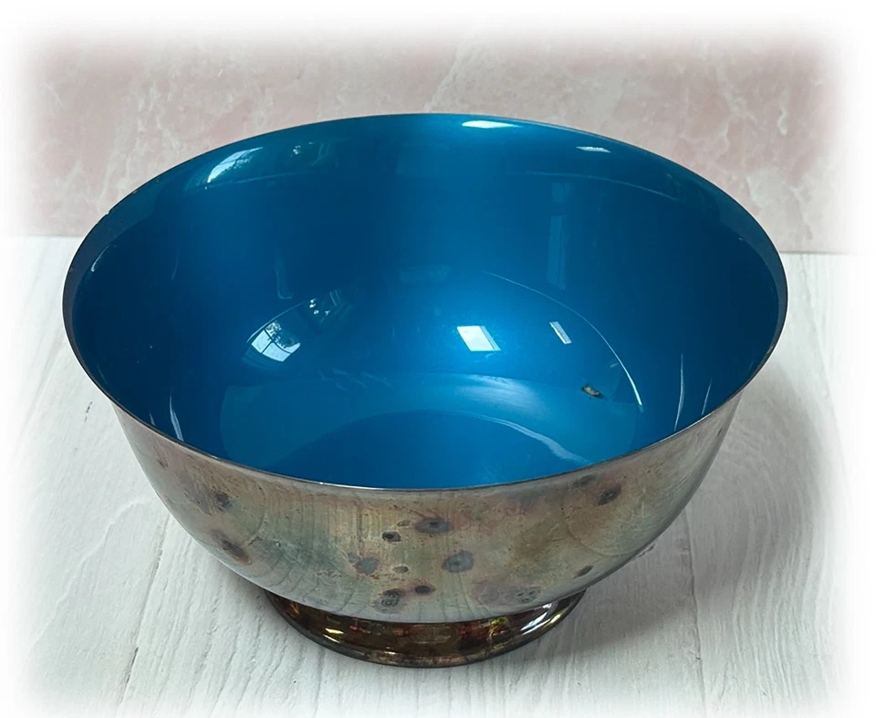 Par de cuencos REED & BARTON plateados AZUL esmaltados 104 y 1120 Paul Revere Foto 3 de 4