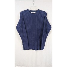 Vintage Brooks Brothers Cable Knit Sweater Made in USA Blue Women's Size Small