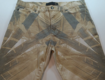 Vintage 2000s Just Cavalli by Roberto Cavalli Italy Palm Print Beige Jeans 32x26