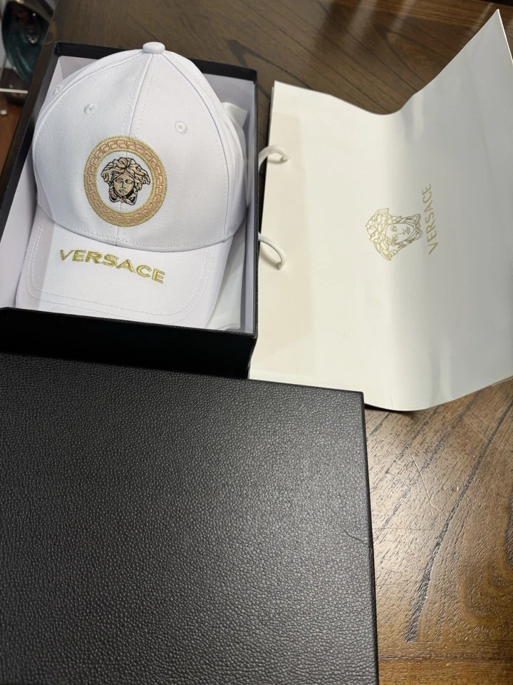 Gorra Versace de colección con correa trasera blanca Medusa Ittierre hecha en Italia para hombre Foto 3 de 3