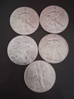 Lot of 5 American Silver Eagles all BU