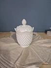 Vintage Fenton White Hobnail Milk Glass 7 1/2" Candy Dish / Jar w/Lid