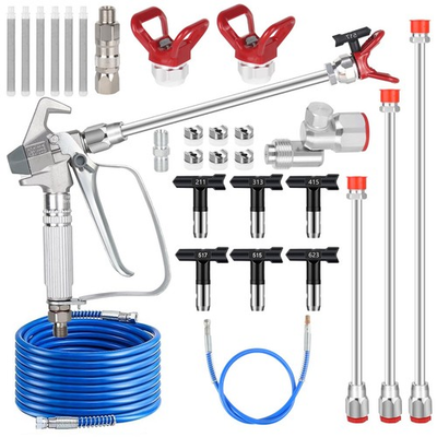 #ad 23 Pcs 3600PSI Paint Sprayer Gun Kitswith 50Ft High Pressure HoseExtension ... $134.57