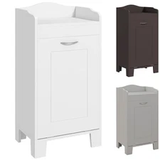 HOMCOM Bathroom Hamper Wood Laundry Tilt Out Basket Storage Cabinet