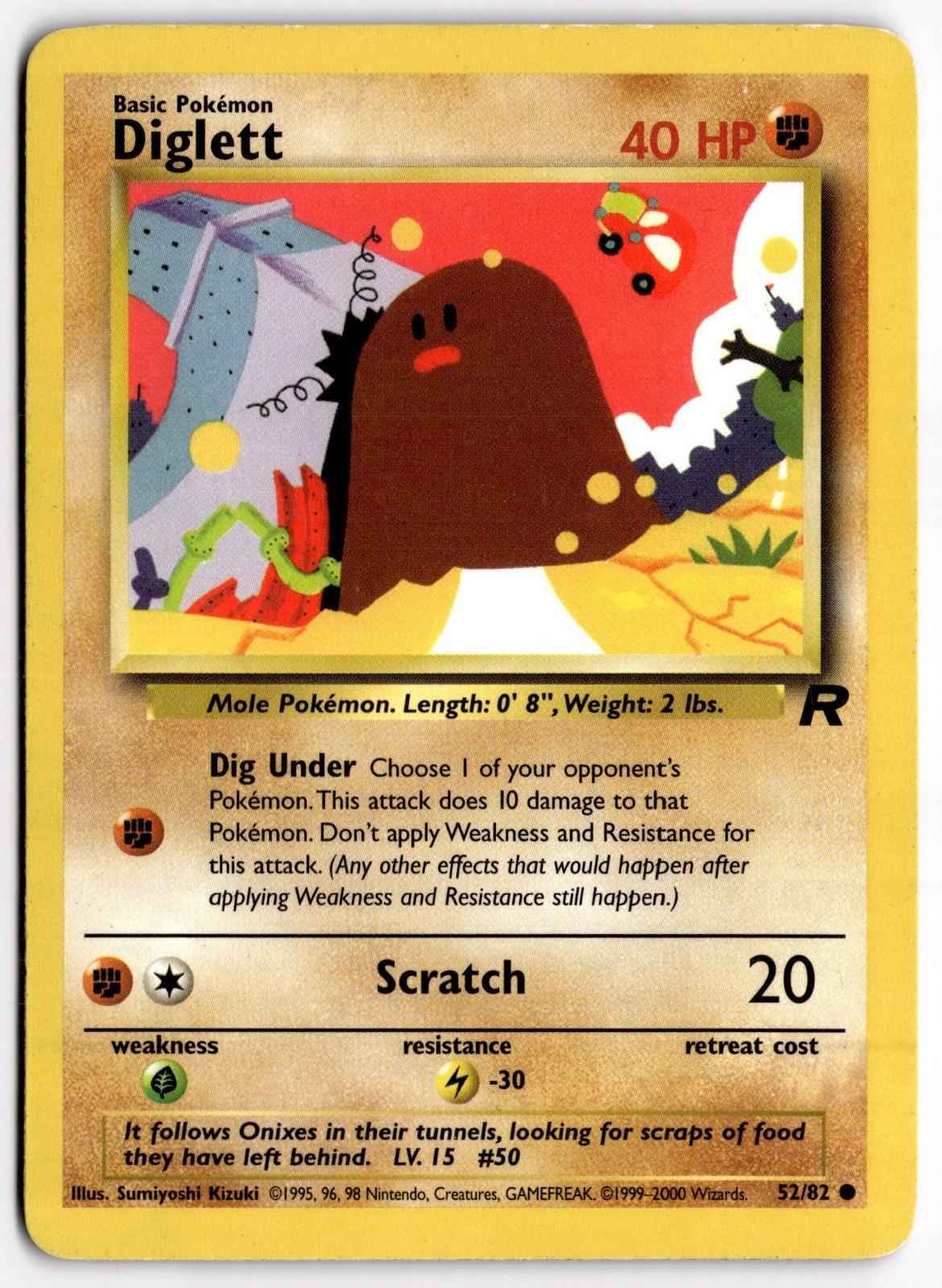 Diglett 52/82 Unlimited Team Rocket Common Pokemon Card