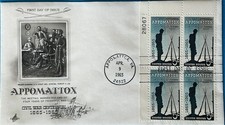Artcraft 1182 Surrender Appomattox CH Virginia Civil War Plate Block of 4