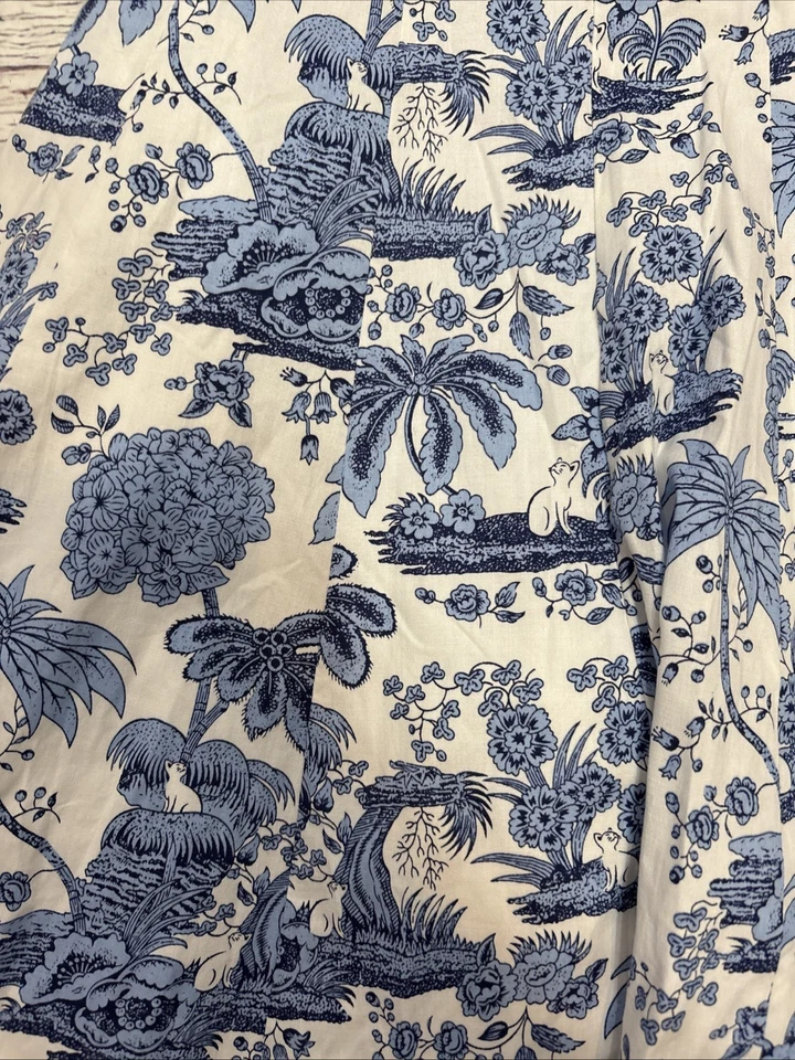 Vestido floral Cynthia Rowley azul blanco línea A para mujer talla 6 sin mangas Foto 4 de 4