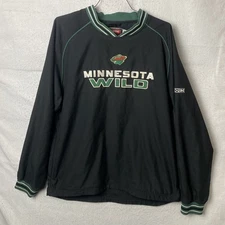 CCM Minnesota Wild Men's Black Pullover Windbreaker Jacket Face Off Size Medium