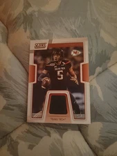 2019 Panini Score Patrick Mahomes II Player Worn Patch Collegiate Jersey CLEAN!!