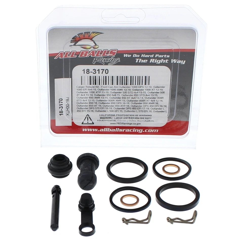 New All Balls Front Caliper Rebuild Kit 18-3170 for Can-Am Outlander 1000 XMR Foto 3 de 4