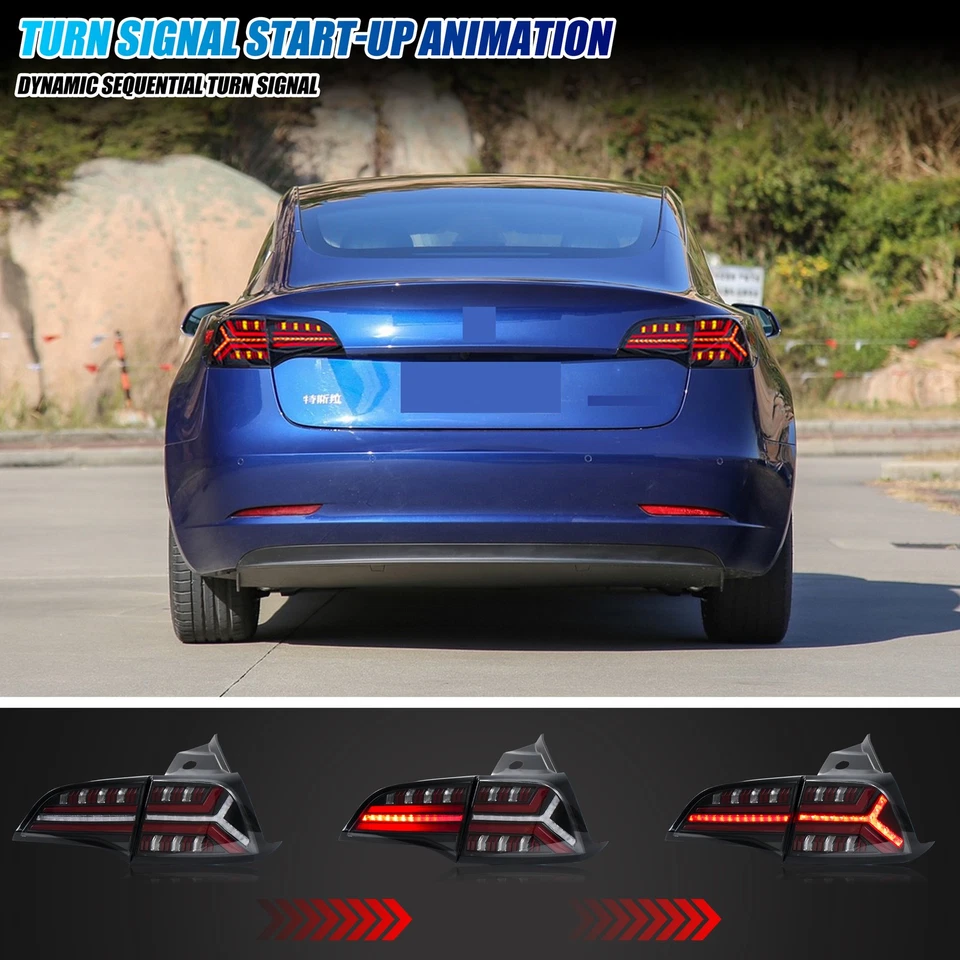 Luces traseras LED para Tesla Modelo 3 Modelo Y 2017-2022 Conjunto de luces traseras transparentes Foto 4 de 4