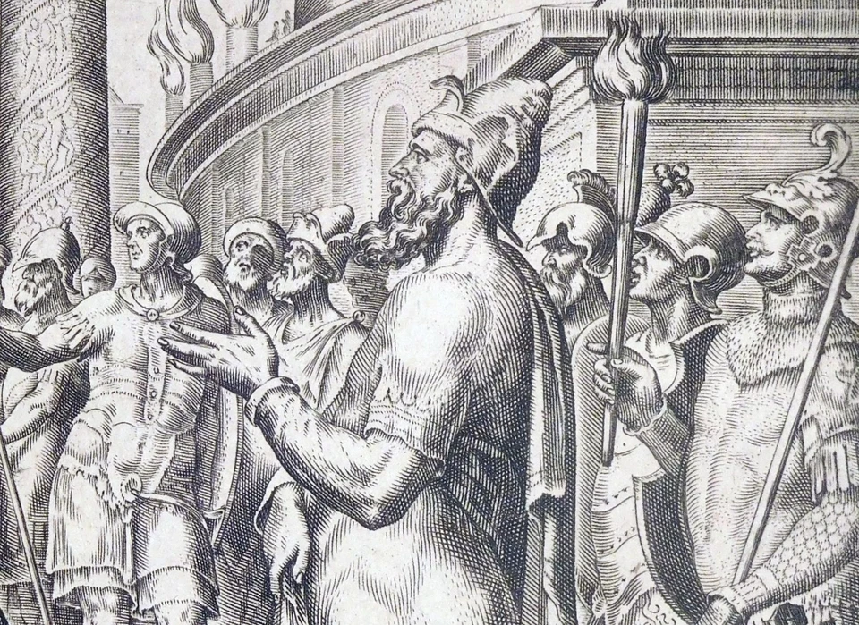 Kupferstich, Judith und Holofernes, M. van Heemskerck(/ P. Galle, 1564, N H 213 - Bild 4 von 4