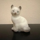 Fenton Glass Gray Point Cat Figurine Hand Painted Artist Signed Vintage Rare