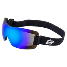 Birdz Wren Sports Motorcycle Padded Safety Goggles w/One-Piece Blue Mirror Lens