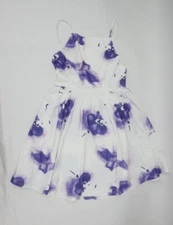 Women's Sweet Halter A-line Spagetti Strap Skater Dress sizeSmall White w Purple