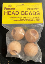 4 Vintage Forster Woodcraft Round Craft DIY Doll Head Beads 31.8mm - NEW