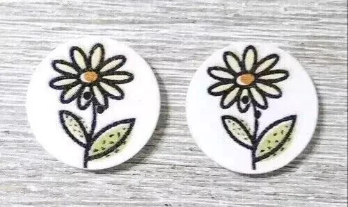 flower daisy wood buttons sewing 2 holes 3/4 inch (set #6) new - Image 2 of 2