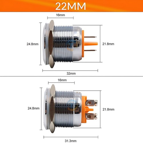 8/12/16/19/22 mm wasserdicht IP67 Metall LED Anzeige Pilot Armaturenbrett Licht Panel Lampe - Bild 7 von 17