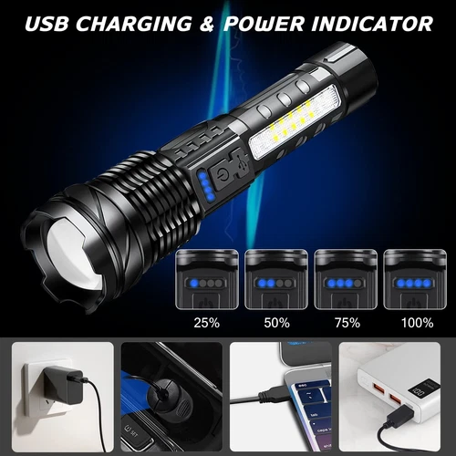 Linterna LED súper brillante 990000000 lúmenes luces de trabajo tácticas recargables - Imagen 7 de 14