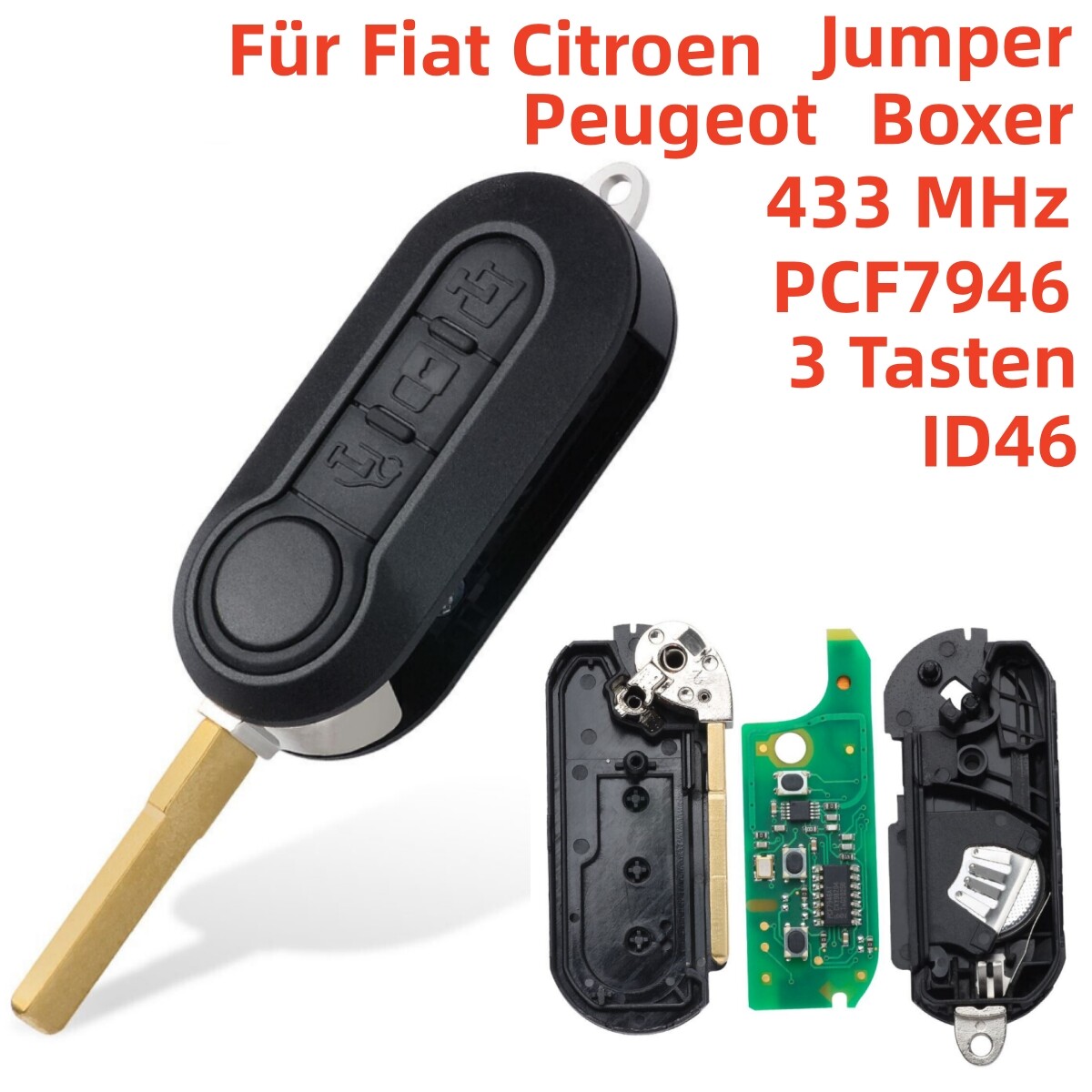 Auto Schlüsselgehäuse Ersatz – Kompatibel Mit Fiat, Lancia, Citroen, Peugeot (Pink, 3 Tasten)