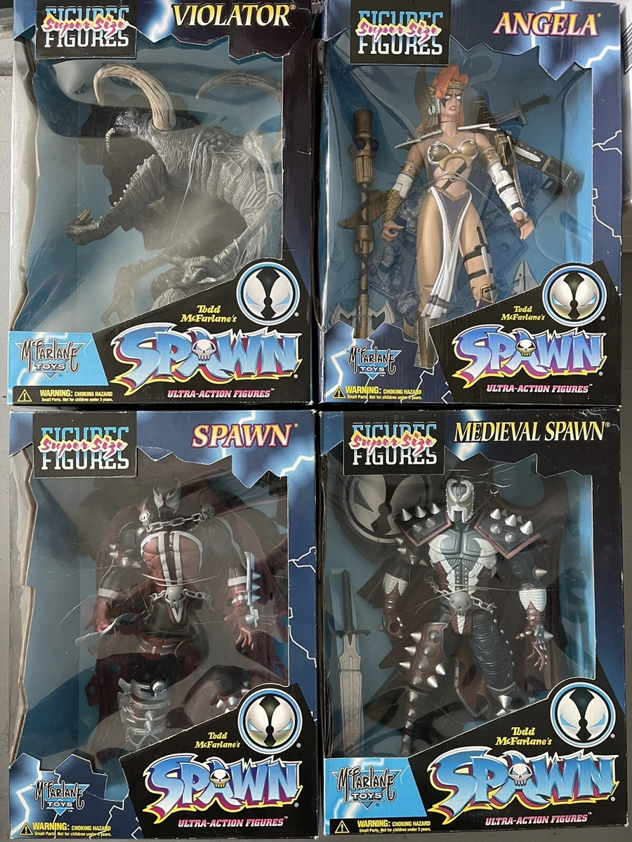 Mcfarlane Toys Spawn 12” Inch Lot Of 4 Figures Spawn, Medieval, Angela,  Violator