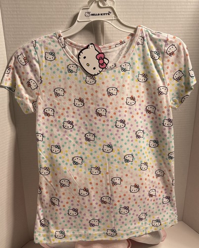 Hello Kitty Mädchen 3-teiliges Shirt, Shorts und Hoodie Jacke (Größe 8) - Neu mit Etikett!!!! - Bild 2 von 3