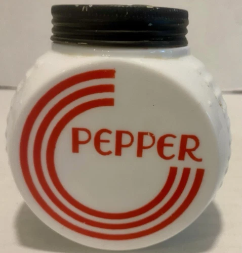 Vitrock Art Deco Circle Salt Pepper Sugar Flour Shakers Milk Glass