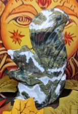 Brazilian Druzy Moss Agate Crystal Squirrel Carving 123mm 400g