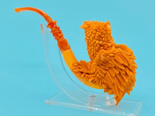 S.YANIK MEERSCHAUM Pipe GREAT HORNED OWL SPECIAL CASE 83 - Picture 7 of 8