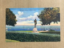 Postcard Massachusetts MA Plymouth Rock Indian Chief Massasoit Statue Vintage PC