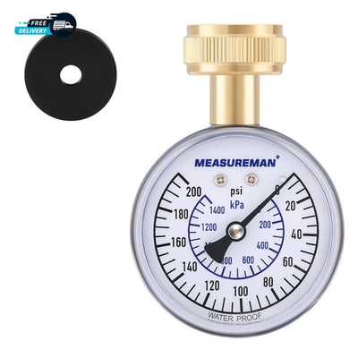 #ad Blue 0 200 PSI Water Pressure Gauge Hose Bib Pressure Gauge Home Water $14.10