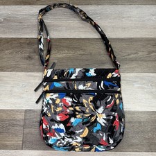 Vera Bradley Triple Zip Hipster Crossbody Splash Floral Black Colorful New NWOT