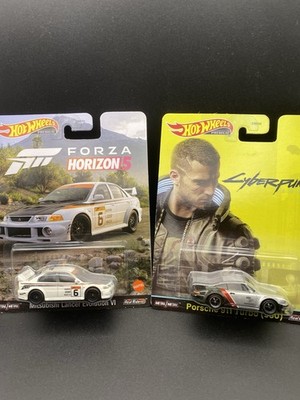 Hot Wheels Pop Culture Porshe 911 Cyberpunk Forza Mitsubishi Lance EVO Lot Of 2