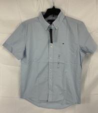 NWT Tommy Hilfiger Men's Medium Blue Short Sleeve Classic Oxford Button Down