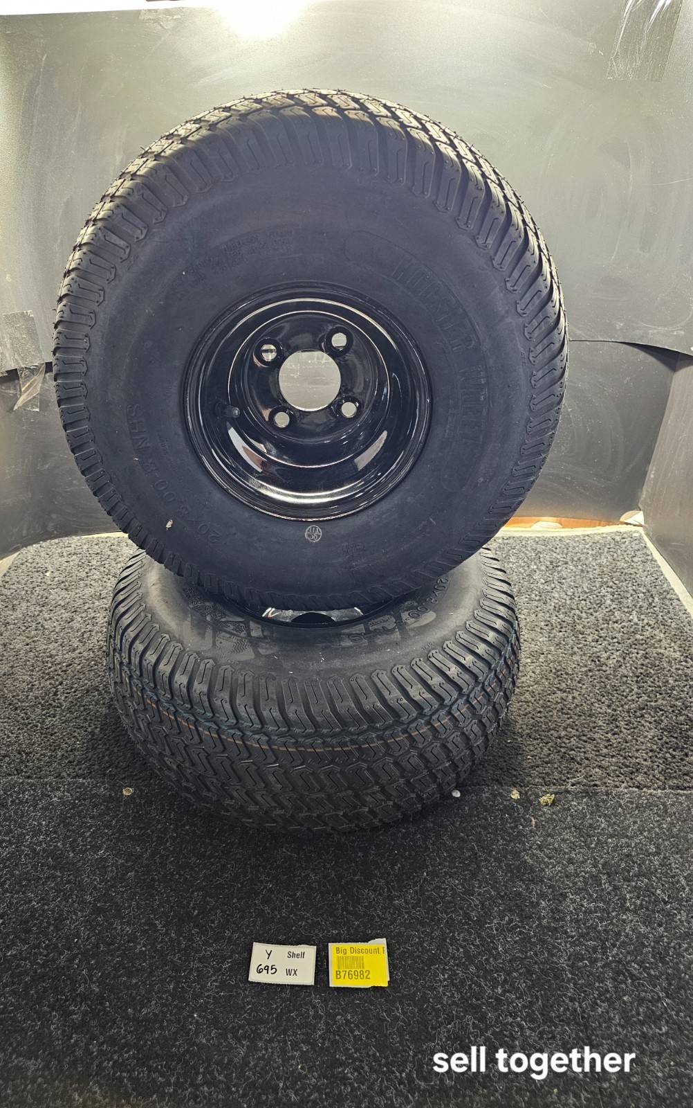 (QTY 2) Hoosier 20x8-8 4 Ply Tubeless Lawn & Garden Tire & Wheel Assembly P332